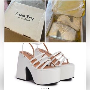 New White tornado platform heels, Size 5 1/2